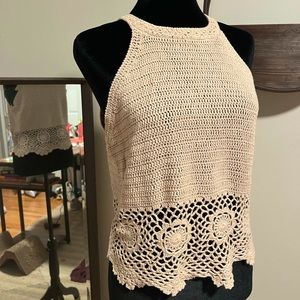 Blue rain crochet tank top